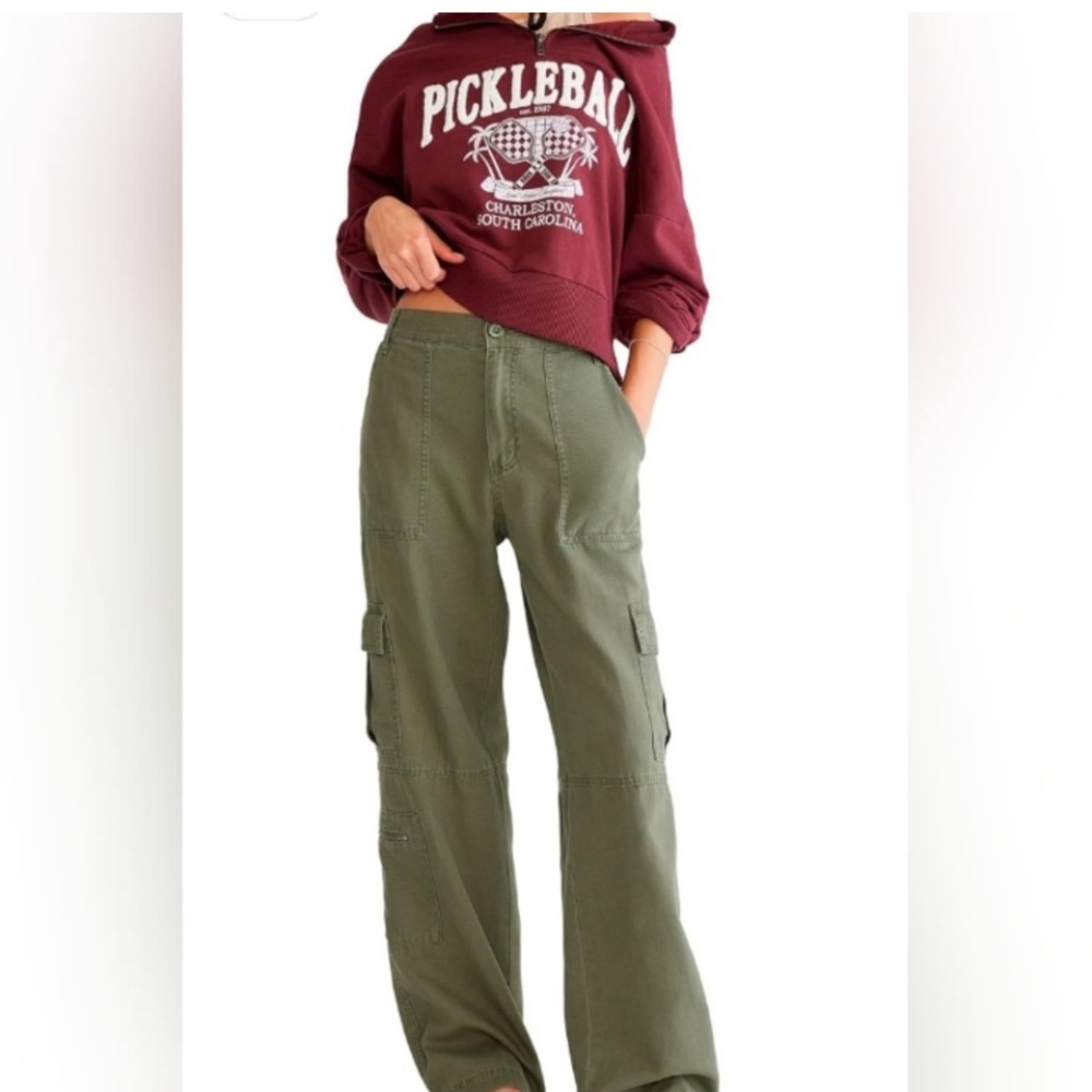 Aeropostale Mid Rise Utility Cargo Pants 100% Cotton Relaxed Fit - Picture 2 of 15